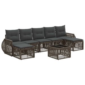 vidaXL Градински Софа Комплект 8 pcs Сив и тъмен сив полиратан