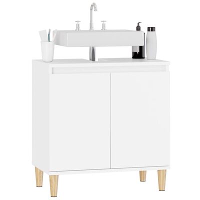 vidaXL Шкаф за мивка, бял, 58x33x60 см, инженерно дърво