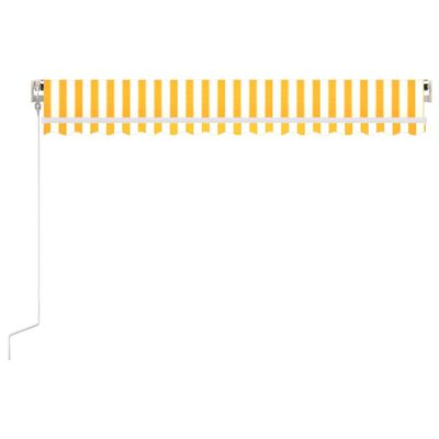 vidaXL Автоматично прибиращ се сенник, 400x350 см, жълто и бяло