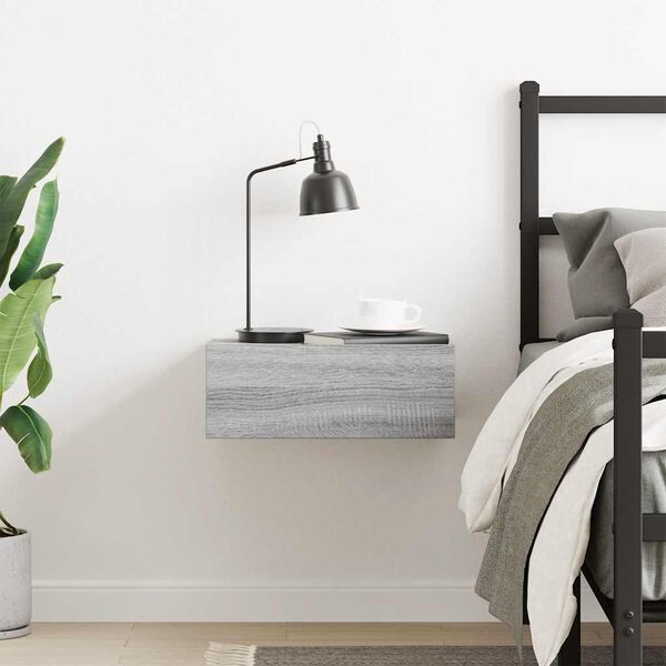 vidaXL Плаващо нощно шкафче сив сонома 40x30x15 см инженерно дърво