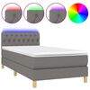 vidaXL Боксспринг легло с матрак и LED, тъмносиво, 100x200 см, плат