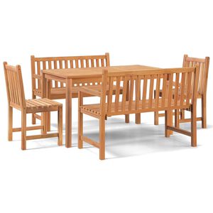 vidaXL Градински трапезен комплект, 5 части, тиково дърво масив