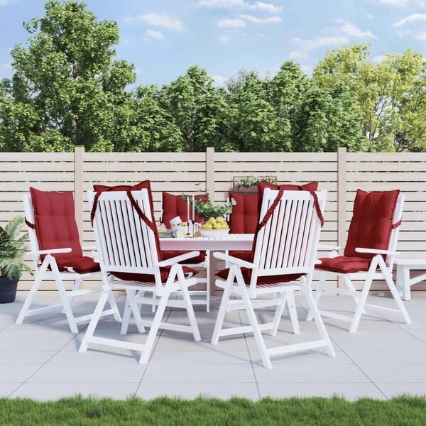 vidaXL Възглавници за столове с облегалка 6 бр виненочервен плат