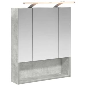 vidaXL Шкаф с огледало за баня с рафт Циментено сиво 60 x 14.5 x 70 см