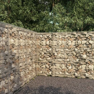 vidaXL Габионна стена с капак, поцинкована стомана, 300x50x200 см