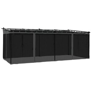 vidaXL Беседка с мрежести стени, антрацит, 6x3 м, стомана