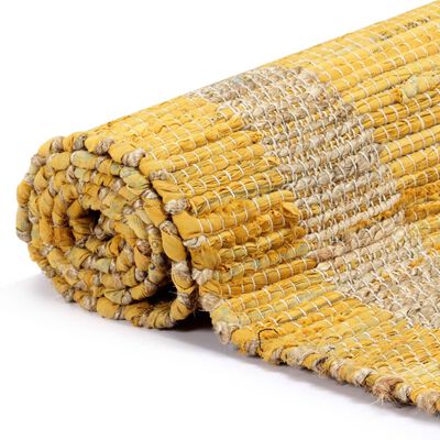 vidaXL Ръчно тъкан килим от юта, жълт, 160x230 см