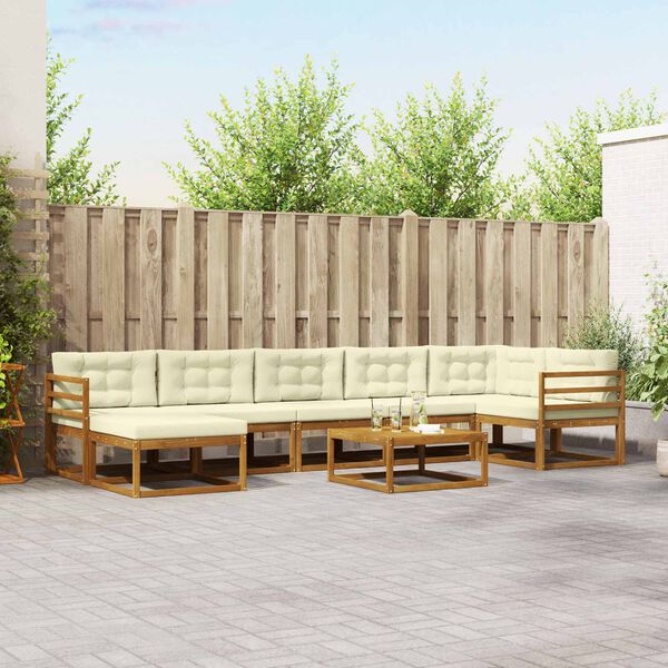 vidaXL Комплект дивани за открито 8 pcs Натурален и Крема