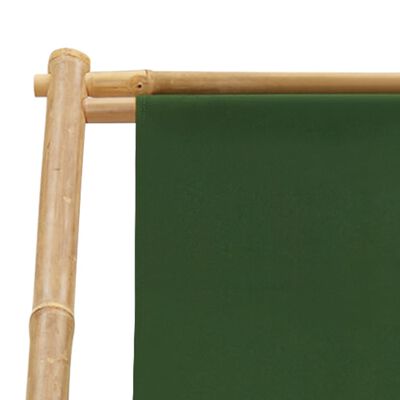 vidaXL Стол-шезлонг, бамбук и платно, зелен
