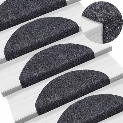 vidaXL Самозалепващи стелки за стъпала, 15 бр, 65x21x4 см, тъмносиви