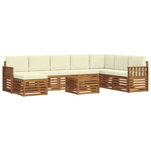vidaXL Комплект дивани за открито 9 pcs Натурален и Крема