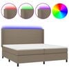 vidaXL Боксспринг легло с матрак и LED, таупе, 200x200 см, плат