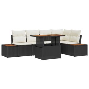 vidaXL Градински Софа Комплект със съхранение 6 pcs Черно Полиратан