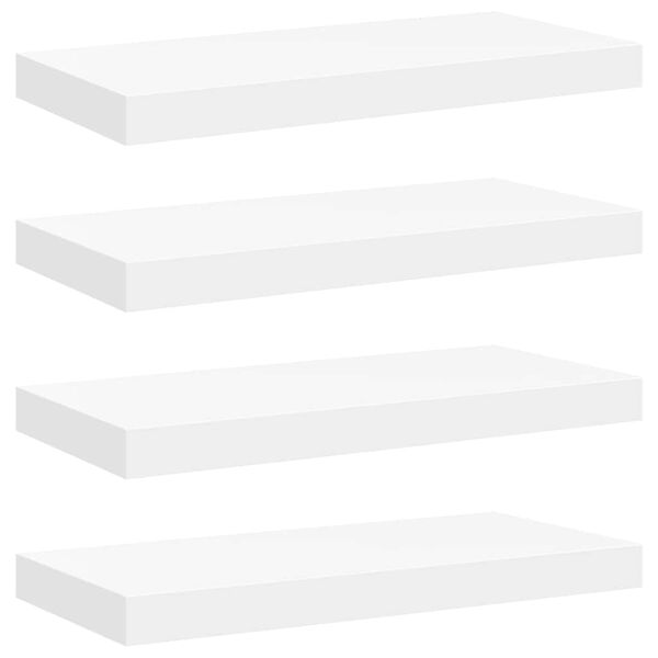 vidaXL Окачени стенни рафтове, 4 бр, бели, 50x23x3,8 см, МДФ