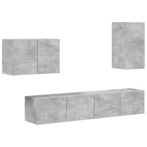 vidaXL Комплект за стена на телевизор 4 pcs Циментено сиво