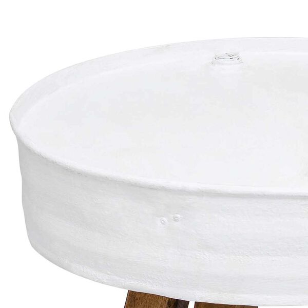 vidaXL Маса за кафе, регенерирано дърво масив, 60x45 cм, бяла