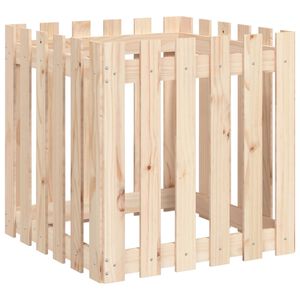 vidaXL Градинска кашпа с дизайн на ограда 60x60x60 см бор масив