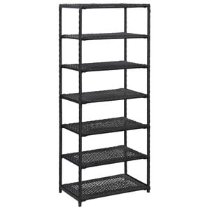 vidaXL Стелаж за обувки, черен, 50x30x120 см, полиратан