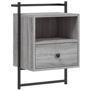 vidaXL Нощно шкафче стенно сив сонома 40x30x61 см инженерно дърво