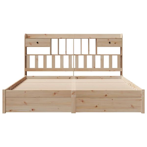 vidaXL Легло с етажерка за книги, без матрак, 180x200 см, бор масив