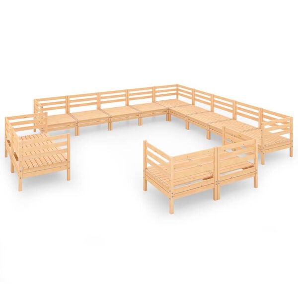 vidaXL Градински лаундж комплект, 13 части, бор масив