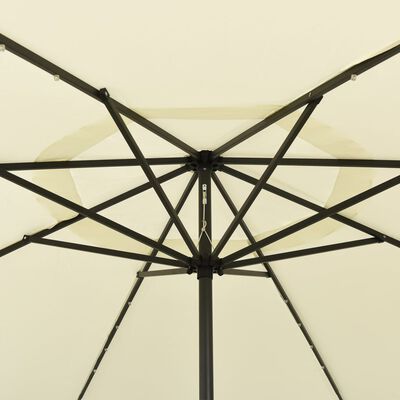 vidaXL Градински чадър с LED лампички и метален прът, 400 см, пясъчен