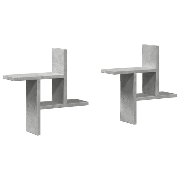 vidaXL Стенни рафтове, 2 бр, бетонно сиви, 38x12x38см, инженерно дърво