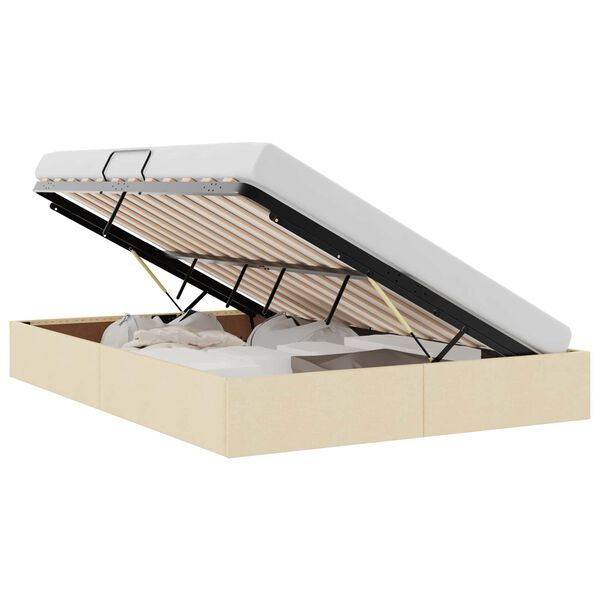 vidaXL Легло с място за съхранение Кремав 140 x 190 cm текстил