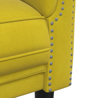 vidaXL 3-местен диван, жълт, кадифе