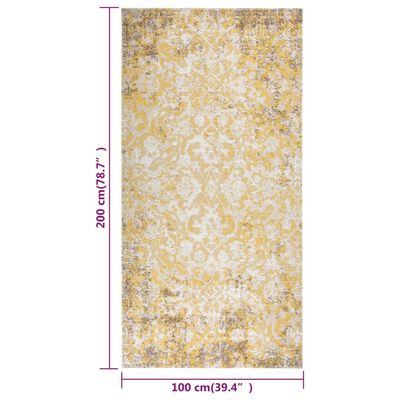vidaXL Външен килим, плоскотъкан, 100x200 см, жълт