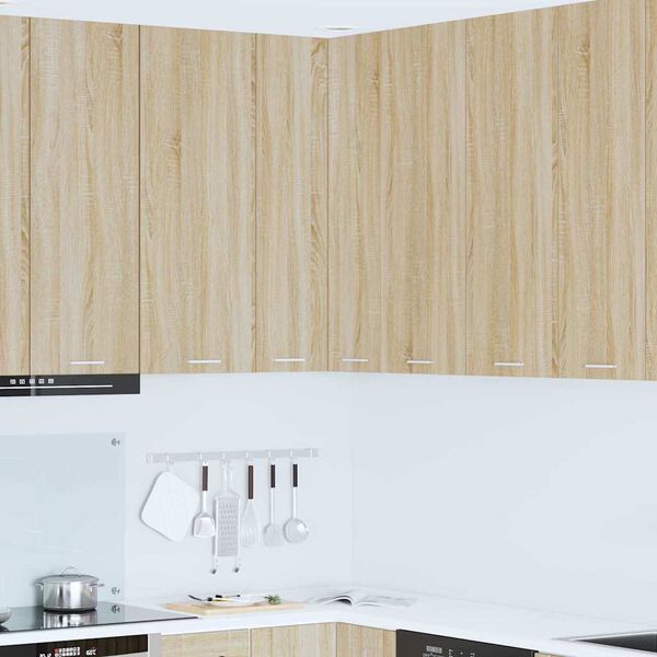 vidaXL Висящ шкаф Сонома дъб и бяло 57 x 57 x 100 см Инженерно дърво