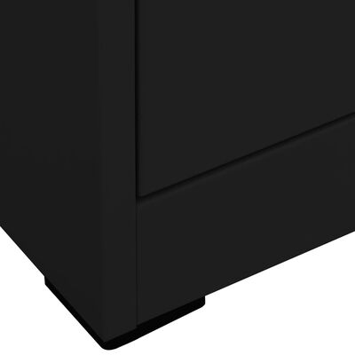 vidaXL Шкаф за папки, черен, 90x46x134 cм, стомана