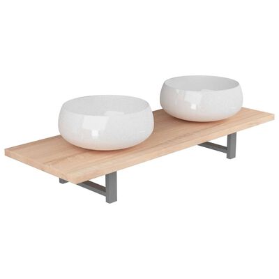 vidaXL Комплект мебели за баня от три части, керамика, дъб