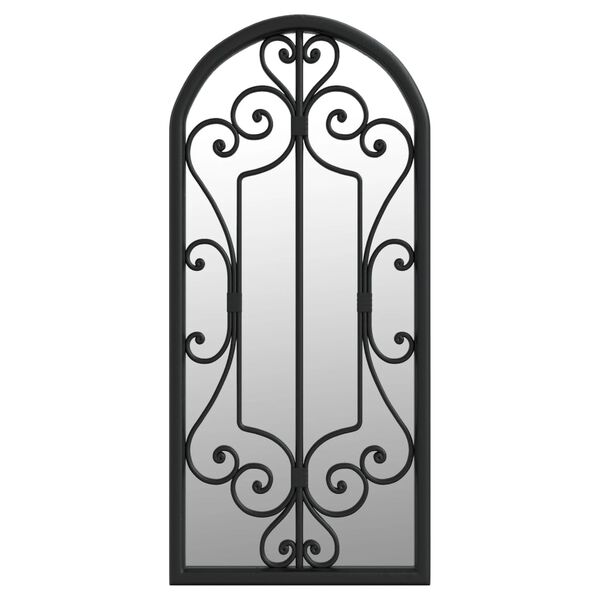 vidaXL Градинско огледало черно 100x45 см желязо за външна употреба