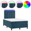 vidaXL Боксспринг легло с матрак и LED, тъмносиньо, 120x190 см, кадифе