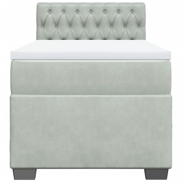 vidaXL Боксспринг легло с матрак, светлосиво, 100x200 см, кадифе