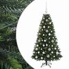 vidaXL Изкуствена коледна елха с топки 120 см 150 LED светодиода