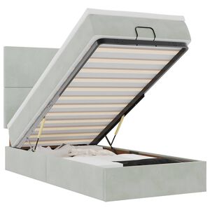 vidaXL Османска легло с матраци, светлосиво, 90x200 см, кадифе