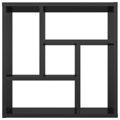 vidaXL Стенен рафт, черен гланц, 45,1x16x45,1 см, ПДЧ