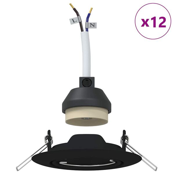 vidaXL Прожектор 12 pcs Черно 9 x 9 x 2.5 см Метал