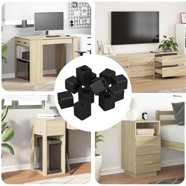 vidaXL Държач за чекмедже 12 pcs Черно 15 x 15 x 15 мм PP кополимер