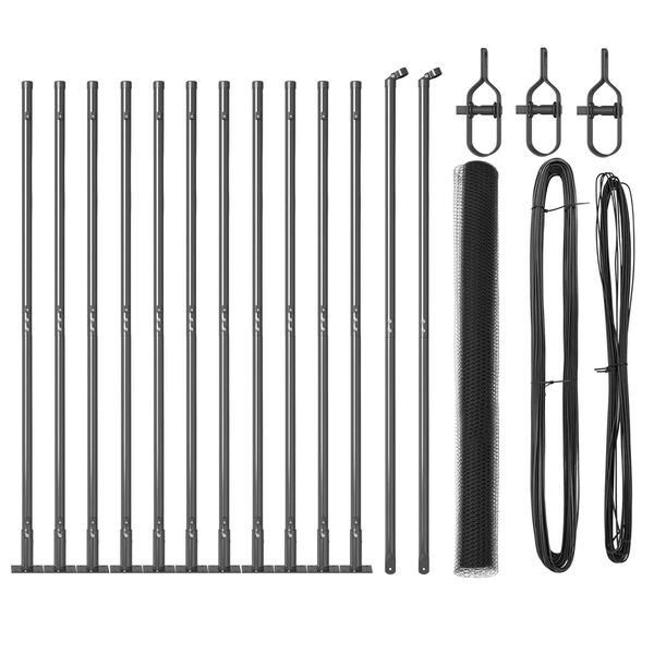 vidaXL Стълб за ограда. Сив 25 x 1,4 м (25 мм мрежа) Стомана и PVC