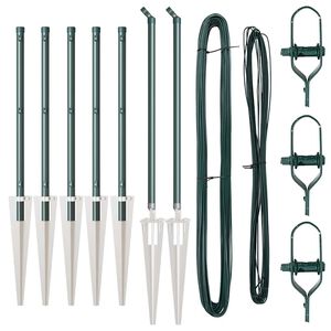 vidaXL Оградни стълбове 7 pcs Зелен Ø32mm 80 см Поцинкована стомана