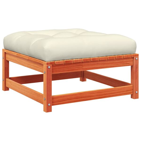 vidaXL Градинска табуретка с възглавница, восъчнокафяв, бор масив