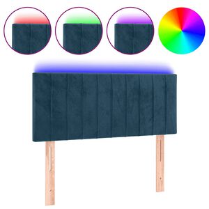 vidaXL LED горна табла за легло, тъмносиня, 80x5x78/88 см, кадифе