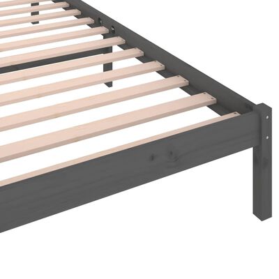 vidaXL Рамка за легло, бор масив, сива, 100х200 см