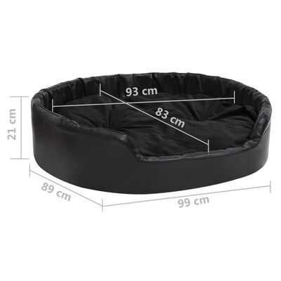 vidaXL Кучешко легло, черно, 99x89x21 см, плюш и изкуствена кожа