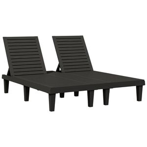 vidaXL Двоен шезлонг, черен, 155x138x83 см, полипропилен