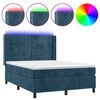 vidaXL Боксспринг легло с матрак и LED, тъмносиньо, 140x190 см, кадифе