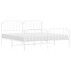 vidaXL Метална рамка за легло с горна и долна табла,&nbsp;бяла, 193x203 см